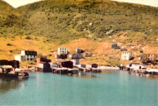 528: Red Island harbour. ""Mr. Barry the teacher's house at the extreme left"". (1972) [courtesy of  Lorna Richardson]